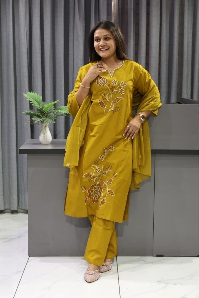 Flower Vel Daman Work Duptta Pair