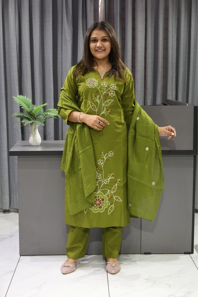 Flower Vel Daman Work Duptta Pair