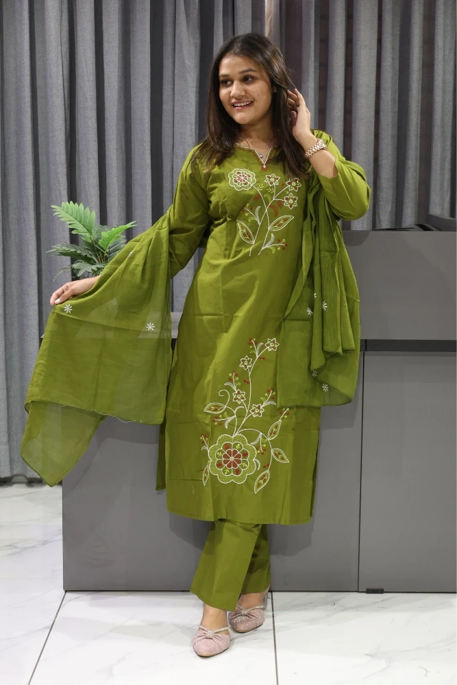 Flower Vel Daman Work Duptta Pair