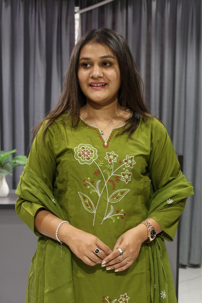 Flower Vel Daman Work Duptta Pair