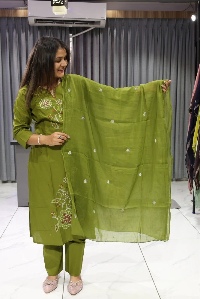 Flower Vel Daman Work Duptta Pair