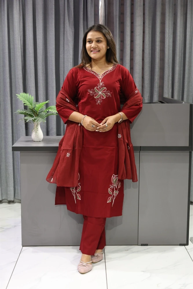 Daman Rose Work Duptta Pair