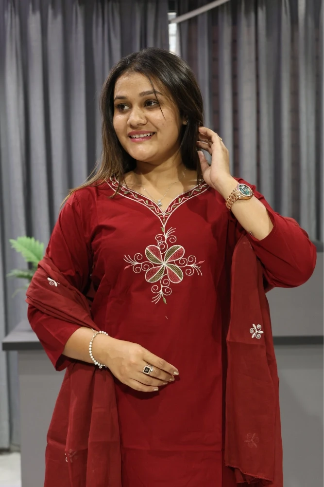 Daman Rose Work Duptta Pair