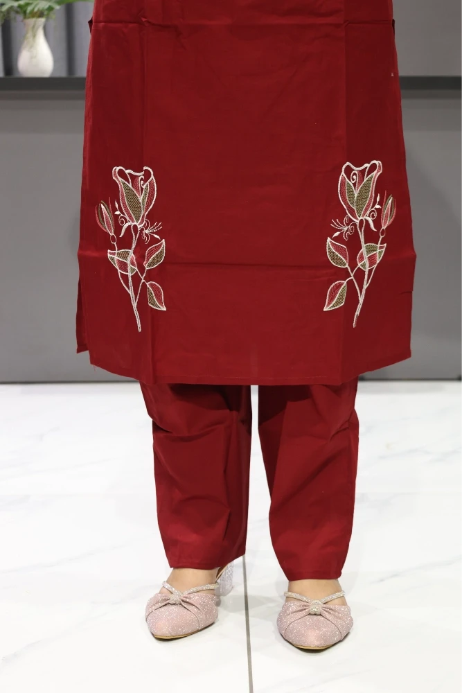 Daman Rose Work Duptta Pair