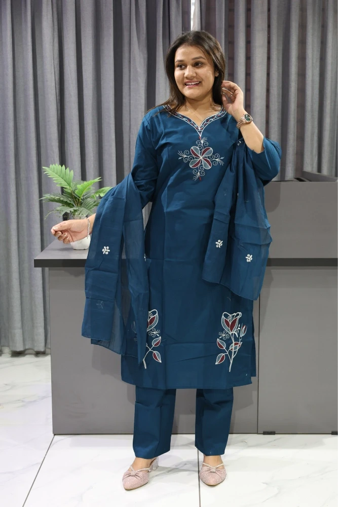 Daman Rose Work Duptta Pair