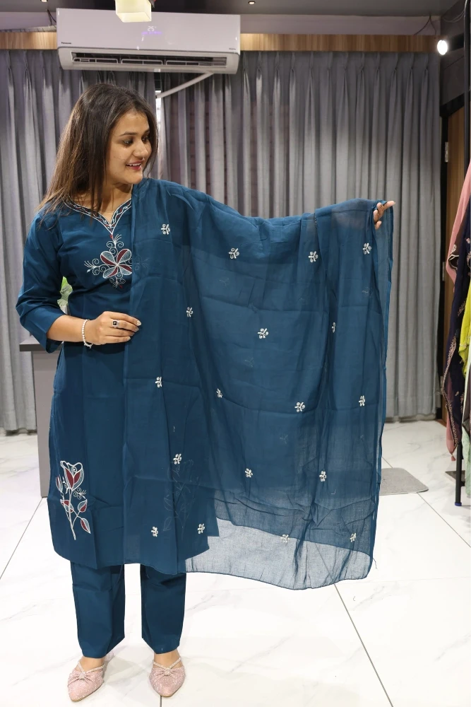 Daman Rose Work Duptta Pair