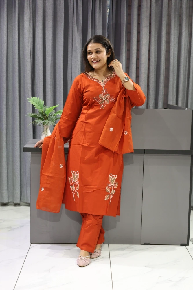 Daman Rose Work Duptta Pair