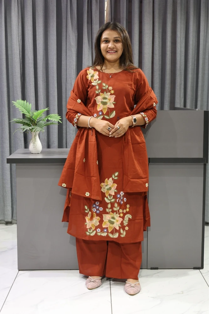 Flower Work Duptta Pair