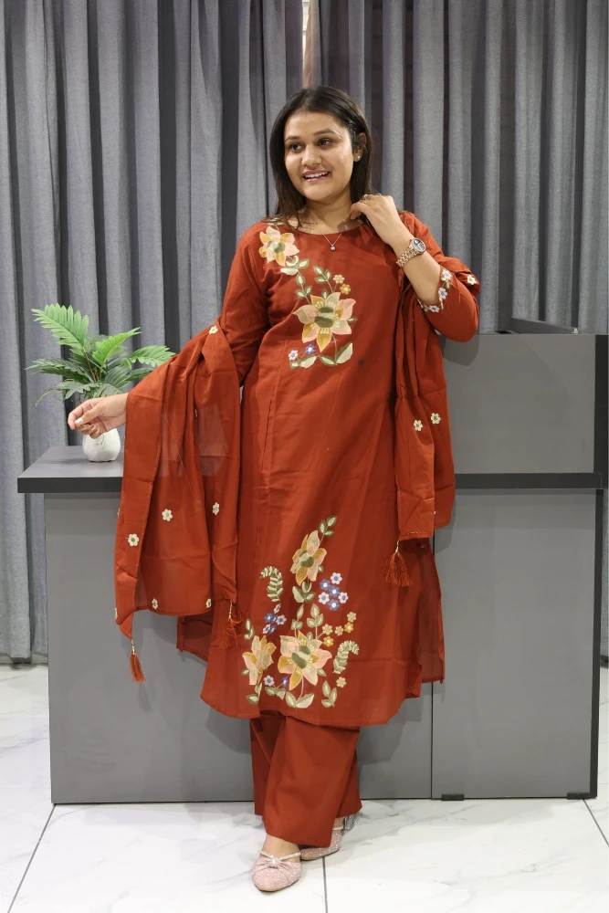 Flower Work Duptta Pair