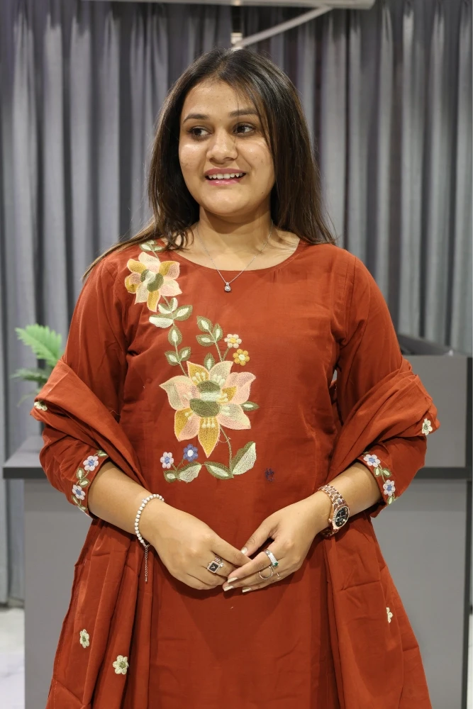 Flower Work Duptta Pair