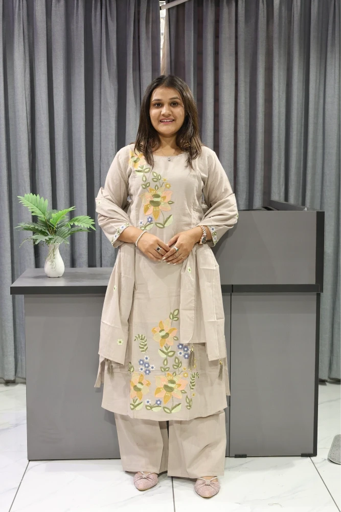 Flower Work Duptta Pair