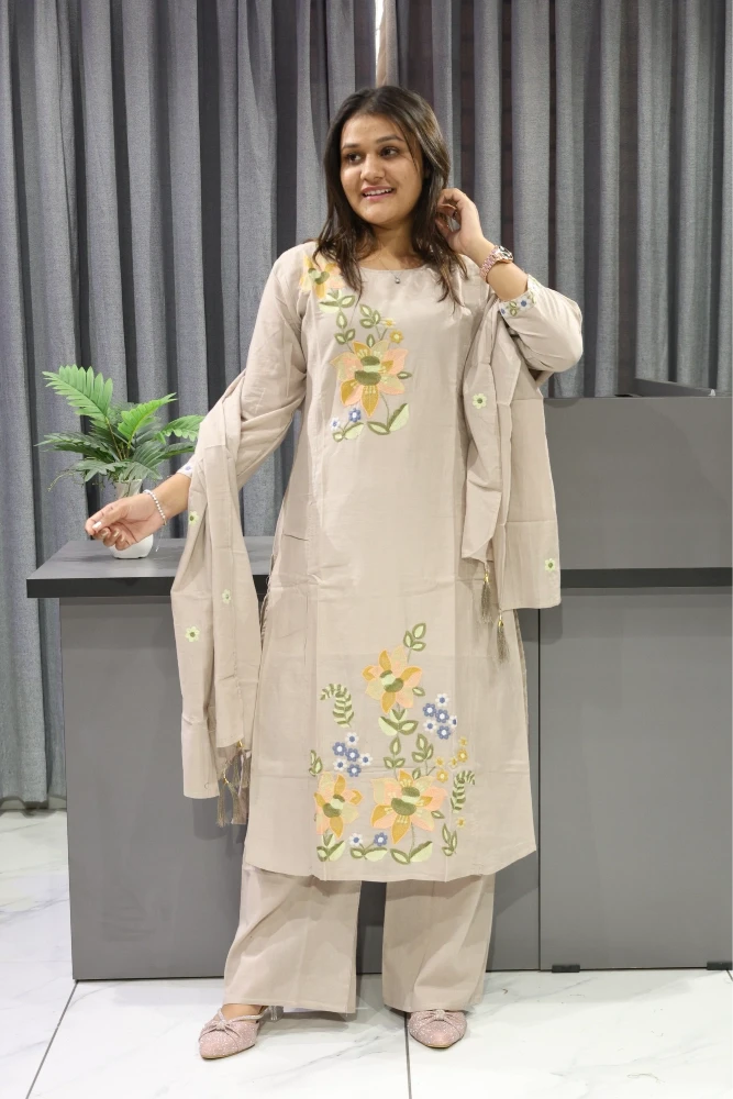 Flower Work Duptta Pair