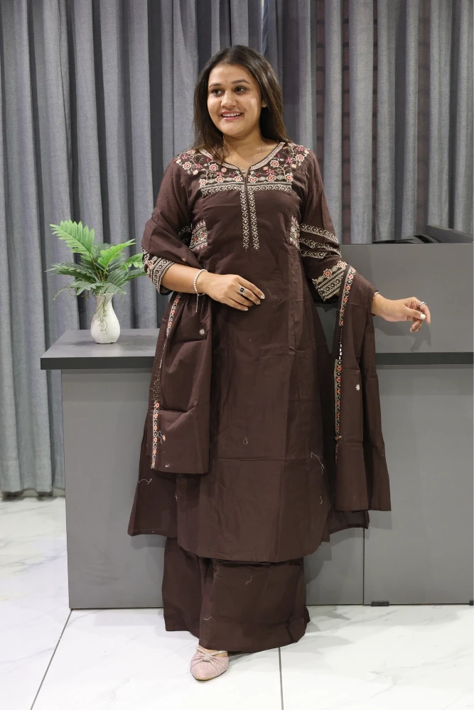 Round Neck Work Cottan Duptta Pair