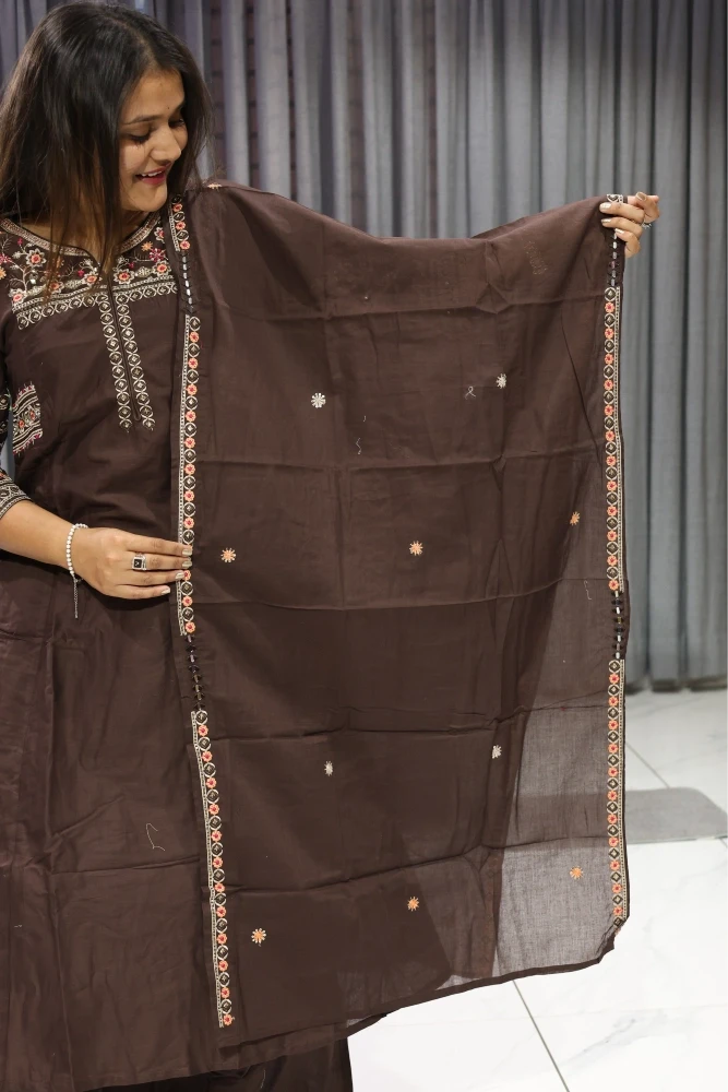 Round Neck Work Cottan Duptta Pair