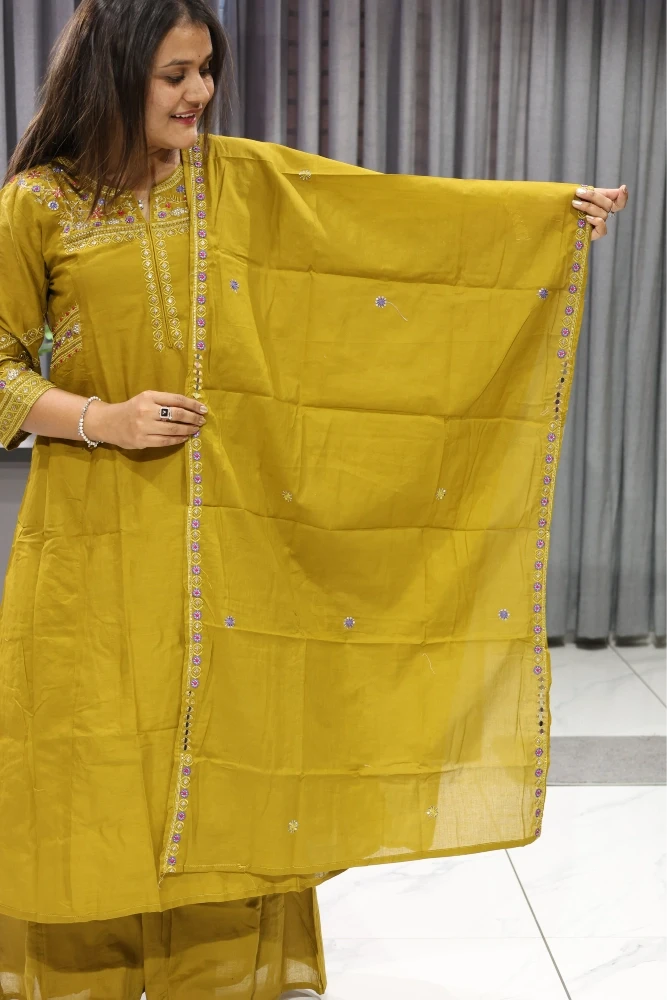 Round Neck Work Cottan Duptta Pair