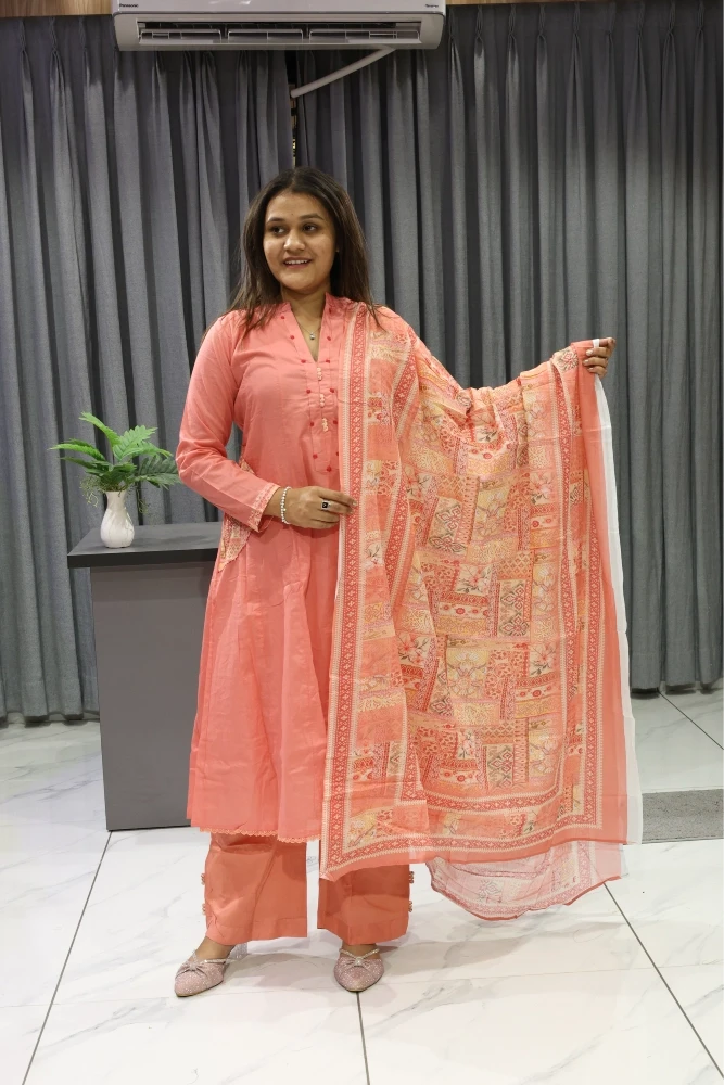 Cotton Plan With Printed Duptta Pair