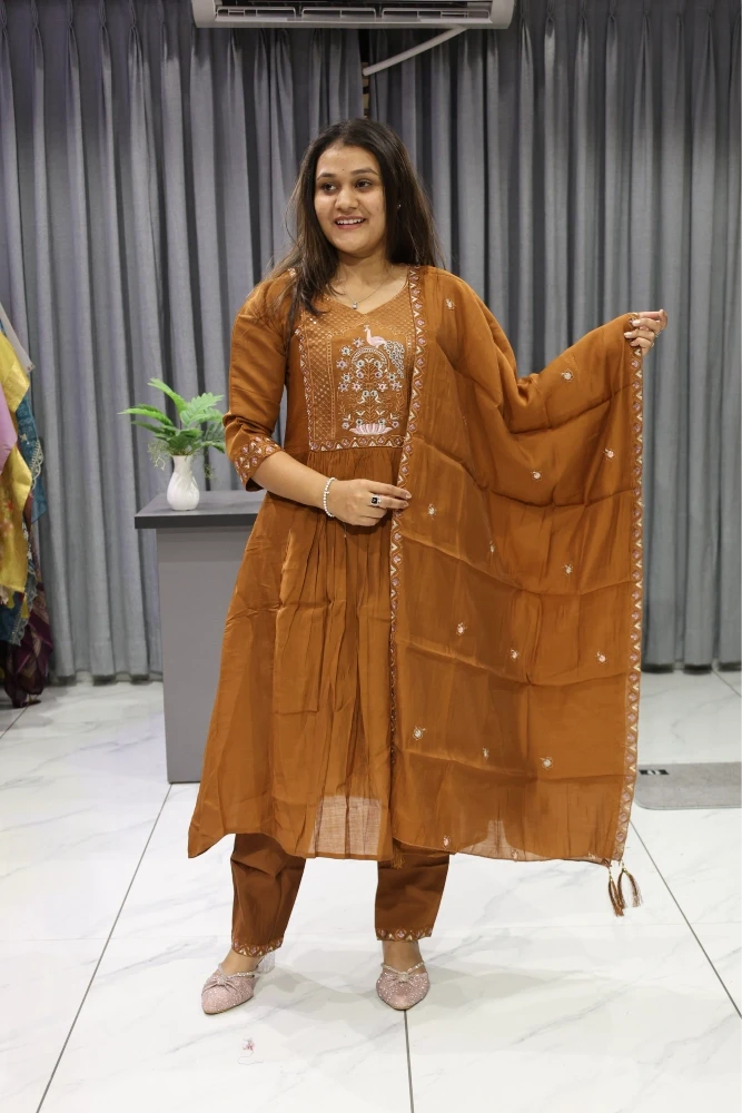 Peacock Neck Work Flat Round Work