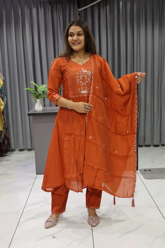 Peacock Neck Work Flat Round Work