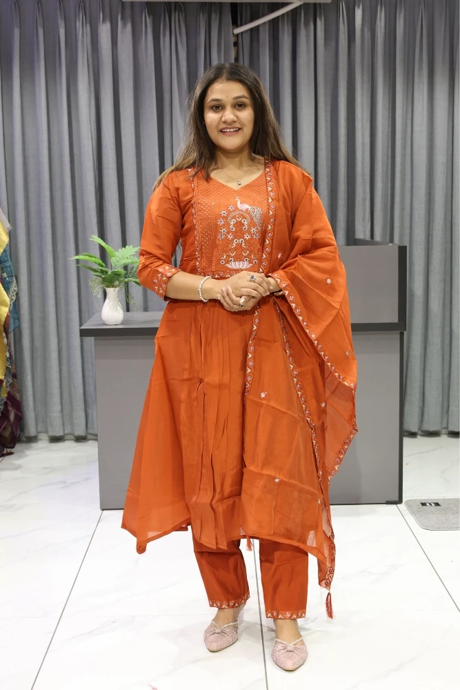 Peacock Neck Work Flat Round Work