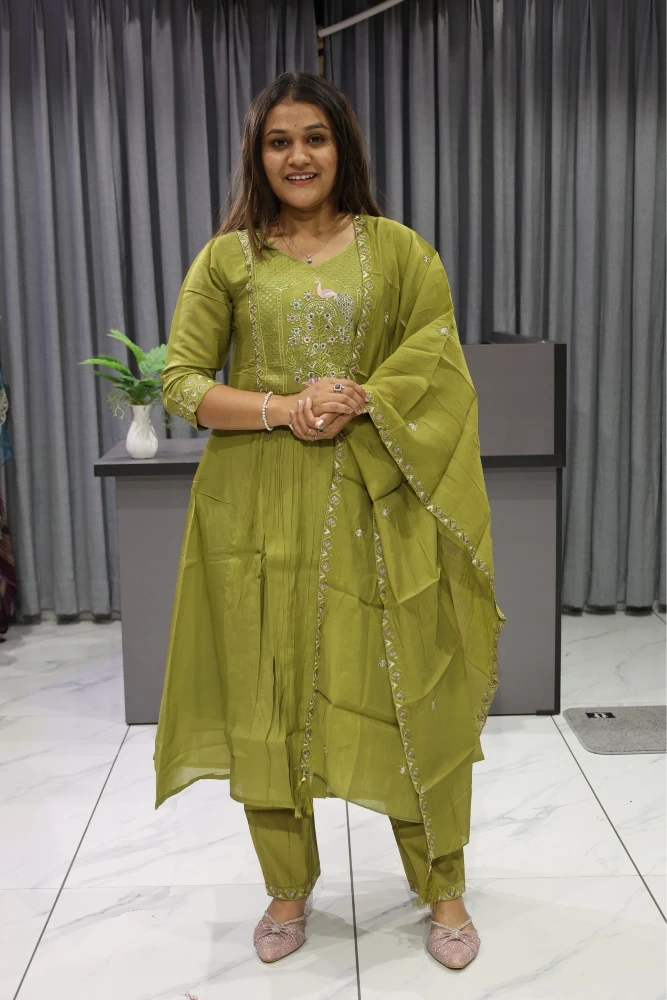 Peacock Neck Work Flat Round Work