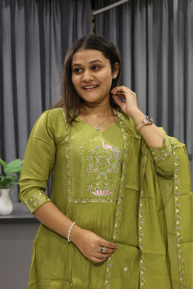 Peacock Neck Work Flat Round Work