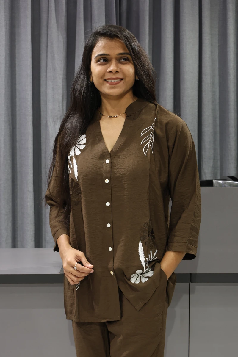 Flower Butta Work Corian Cord Set