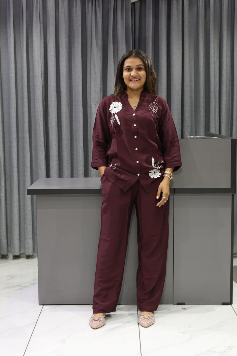 Flower Butta Work Corian Cord Set