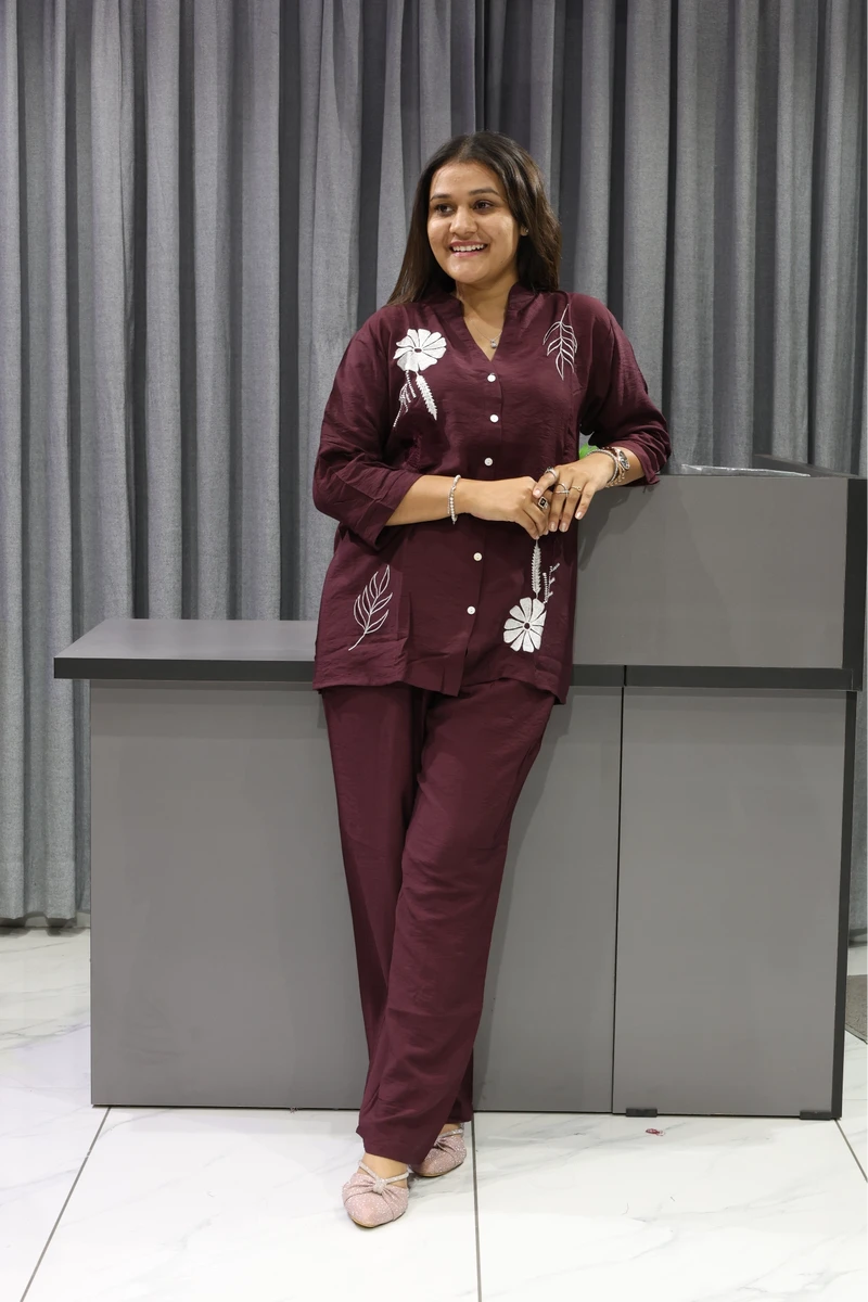 Flower Butta Work Corian Cord Set