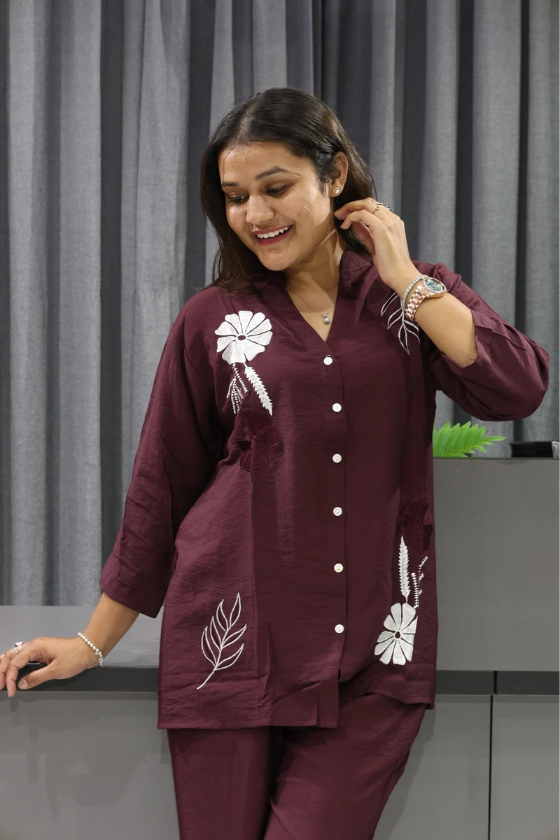 Flower Butta Work Corian Cord Set