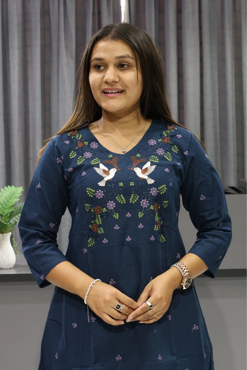 Kingfishar Work Khadi Cotton Plazza Pair