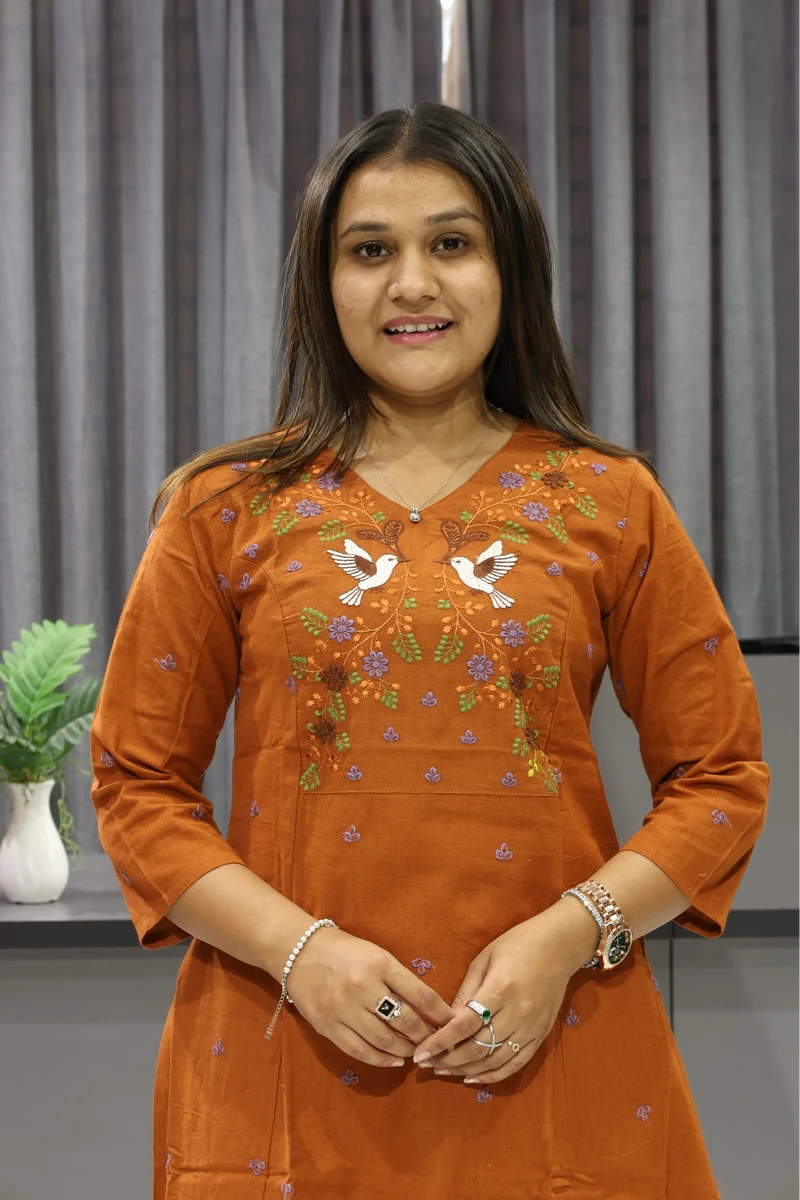 Kingfishar Work Khadi Cotton Plazza Pair