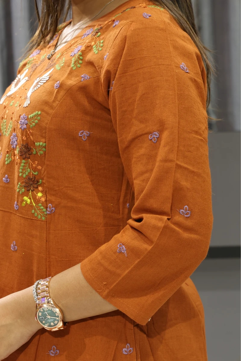 Kingfishar Work Khadi Cotton Plazza Pair