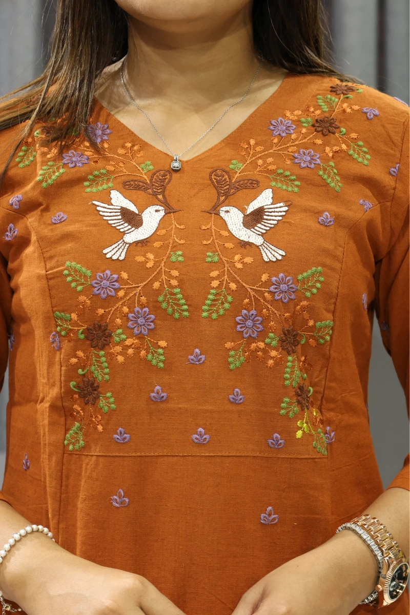 Kingfishar Work Khadi Cotton Plazza Pair