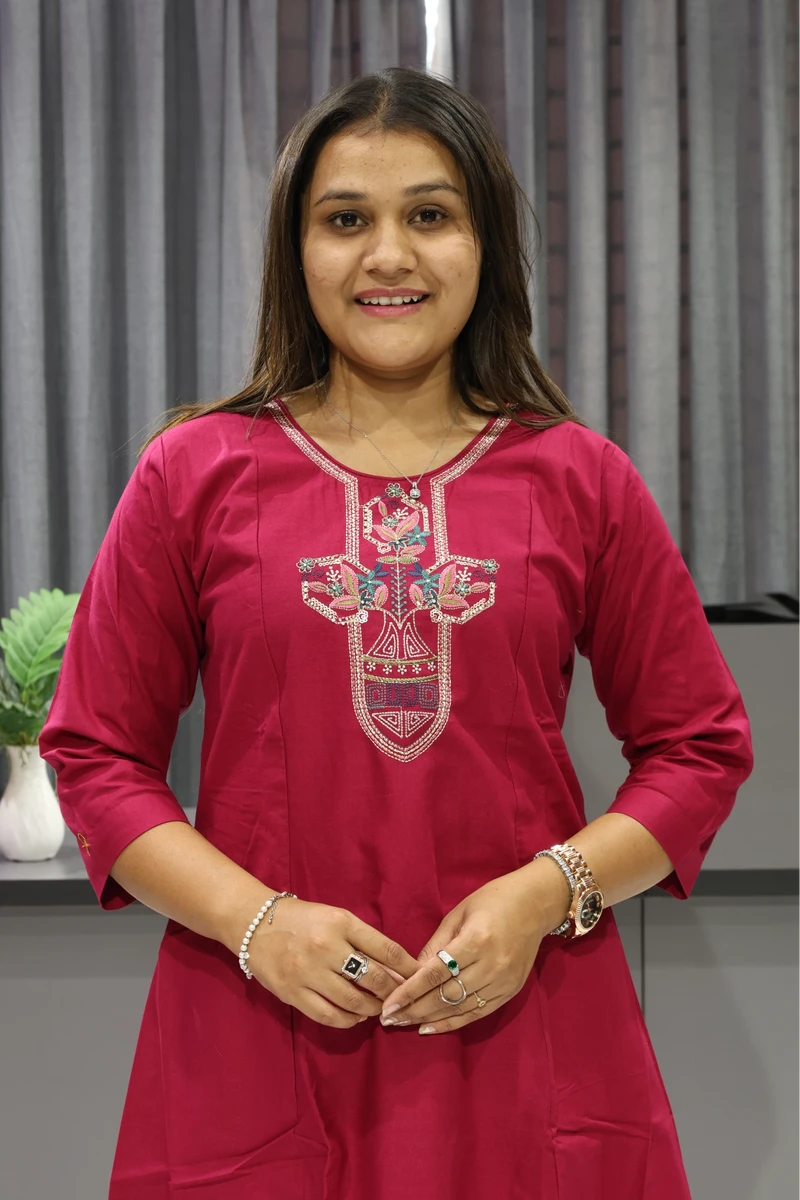 Daman With Neck Work Plaza Pair