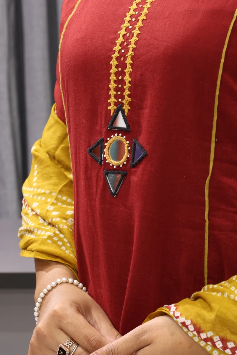 Bawariya Work With Bandhani Duptta pair