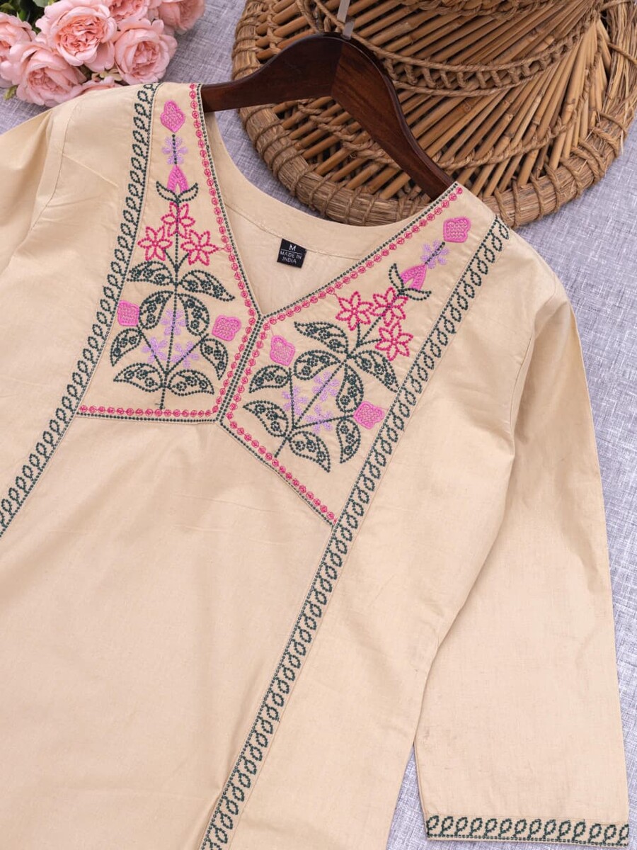 Neck Embroidery A Line Plaza Pair