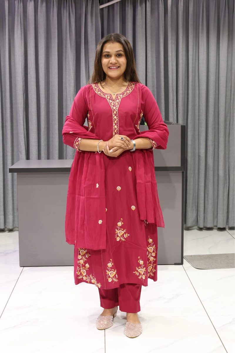 Flower Butta Work Duptta Pair