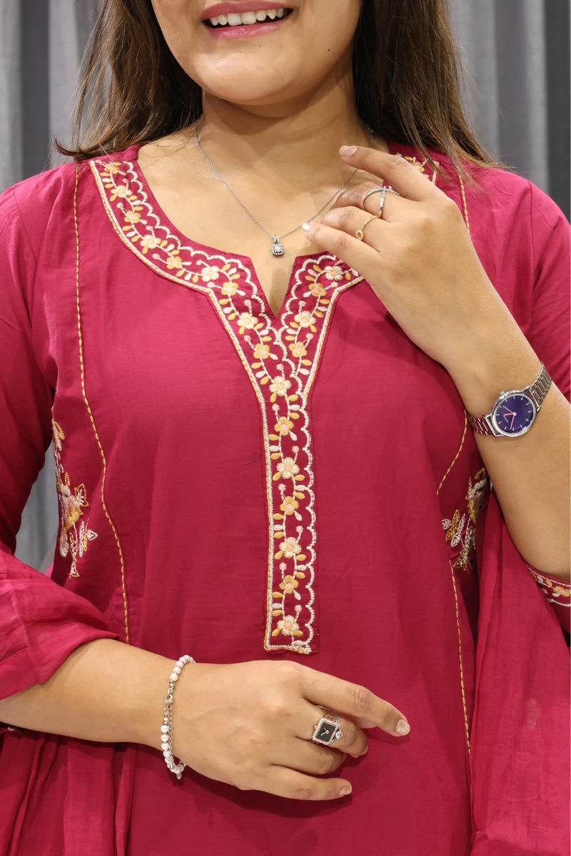 Flower Butta Work Duptta Pair