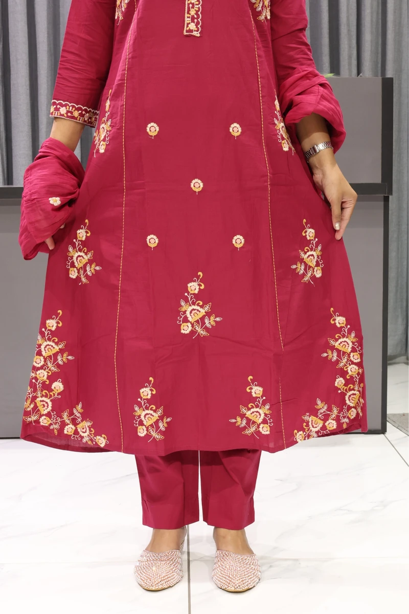 Flower Butta Work Duptta Pair