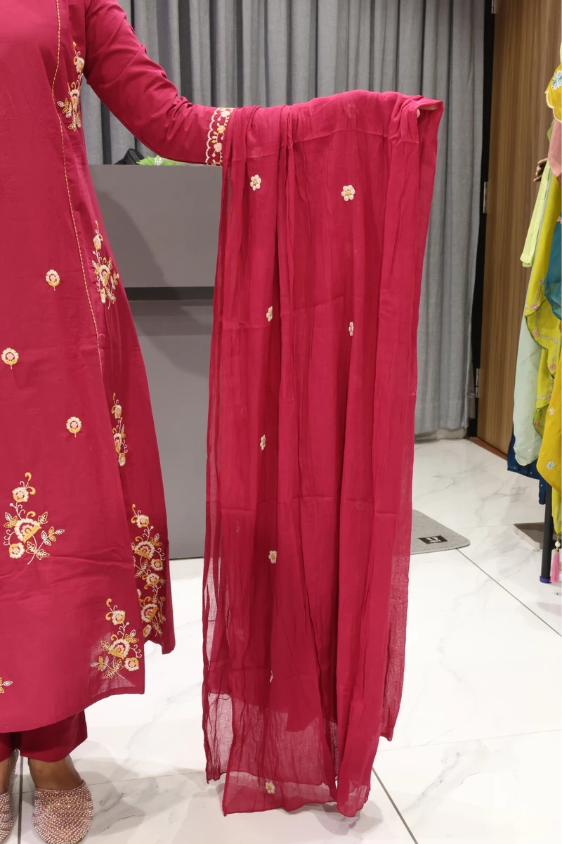 Flower Butta Work Duptta Pair