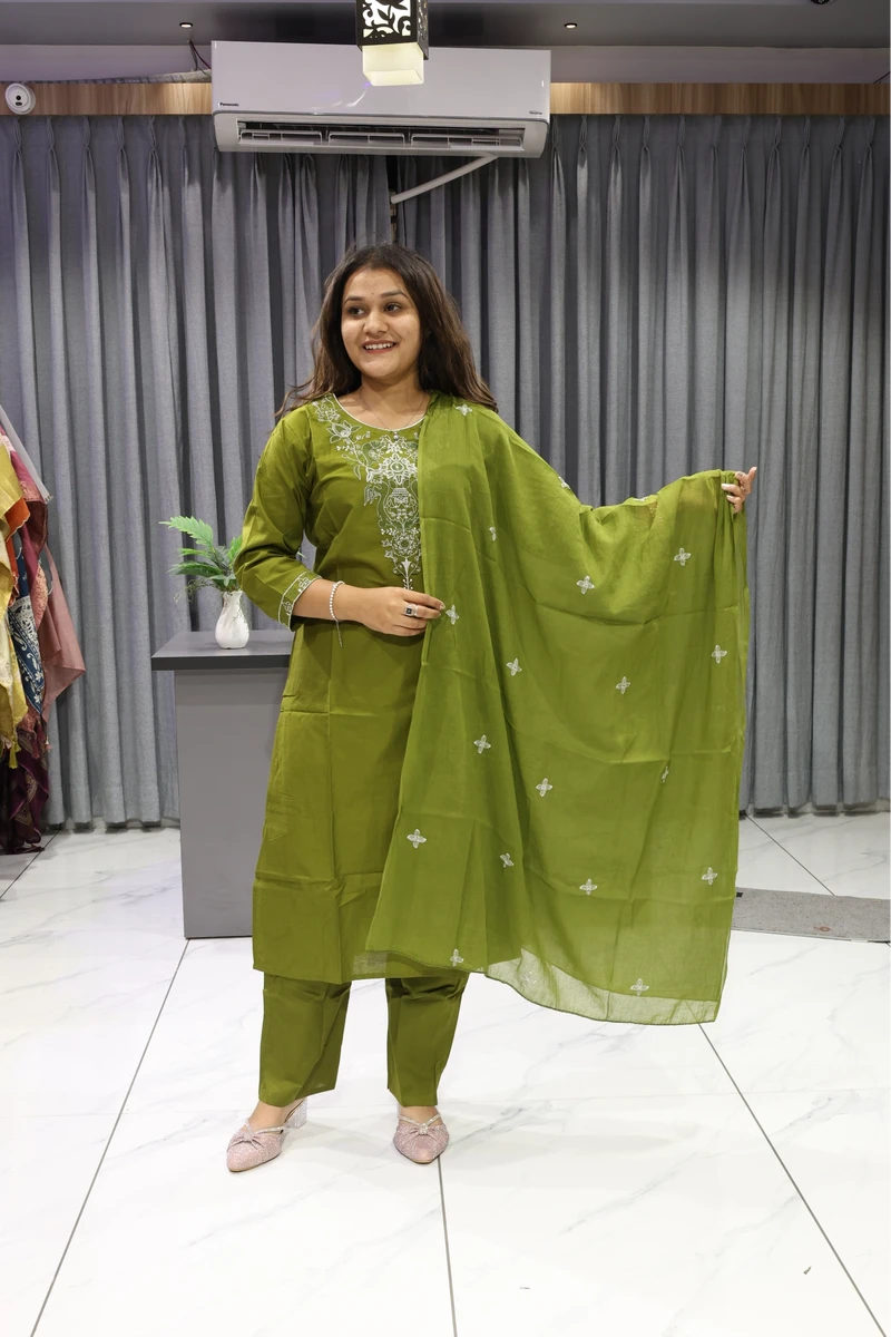 Fish Neck Work Duptta Pair