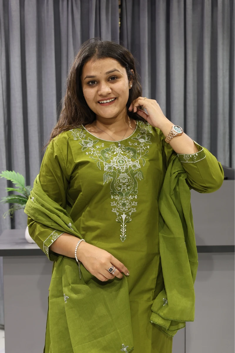 Fish Neck Work Duptta Pair