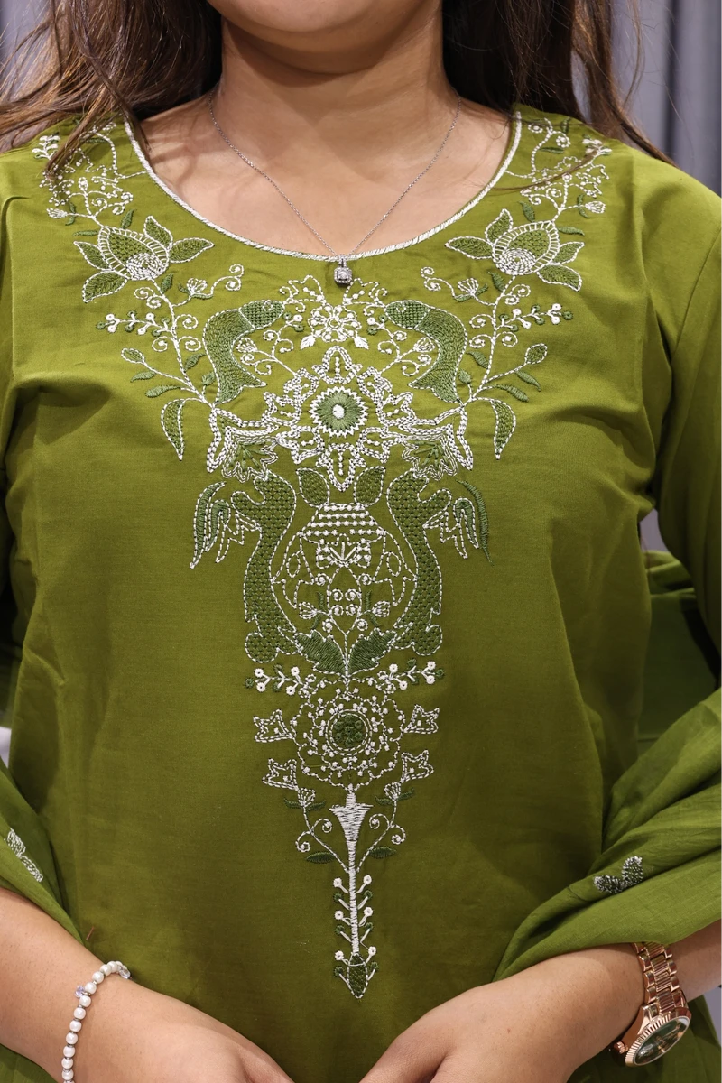 Fish Neck Work Duptta Pair