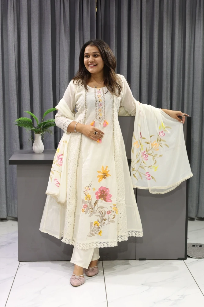 Chikan Work & Moti Work Round Pair