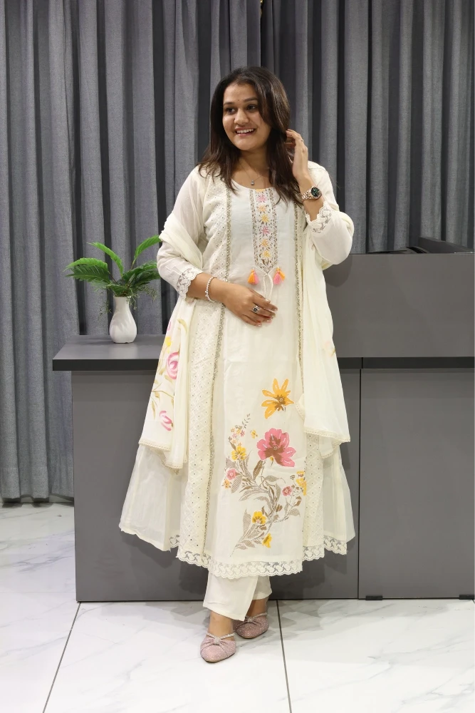 Chikan Work & Moti Work Round Pair