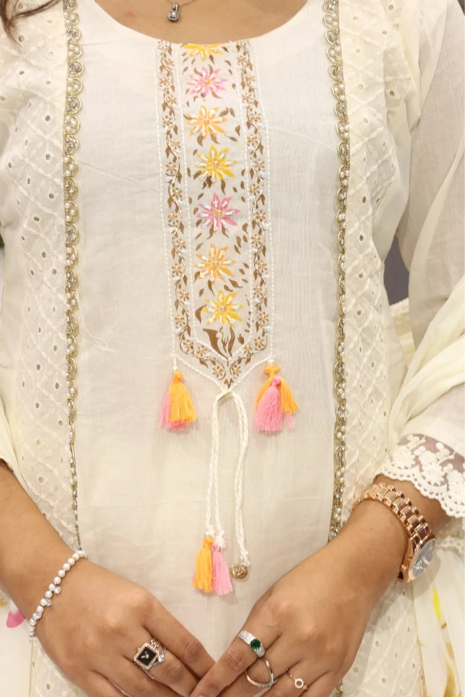 Chikan Work & Moti Work Round Pair