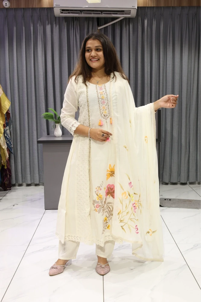 Chikan Work & Moti Work Round Pair