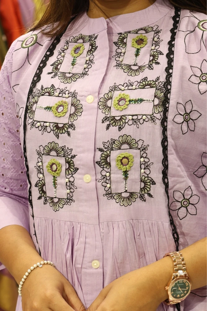 Mirror Work With Hand Work Cord Set