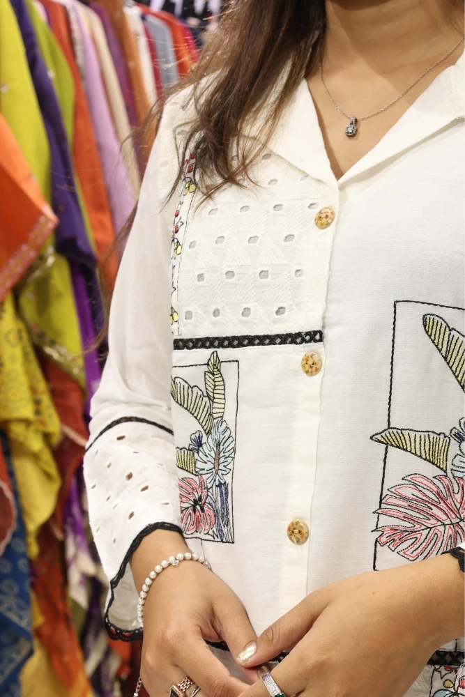 Chikan With Embroidery Work Cord Set