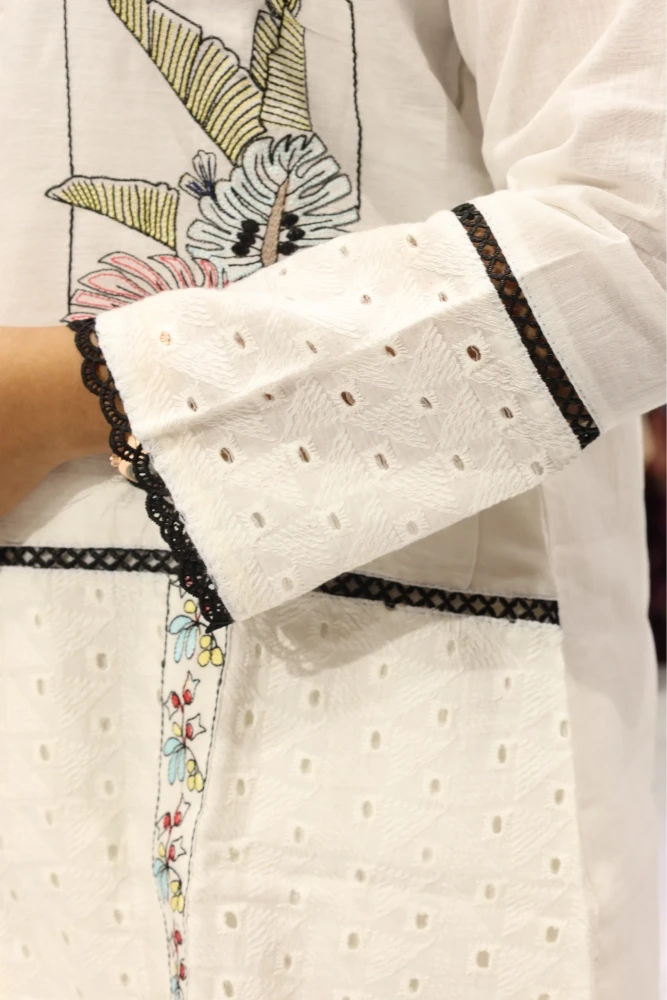 Chikan With Embroidery Work Cord Set